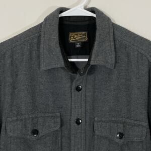 Wallace & Barnes Wool Cotton Blend Naval CPO Long Sleeve Button Shirt Men Medium